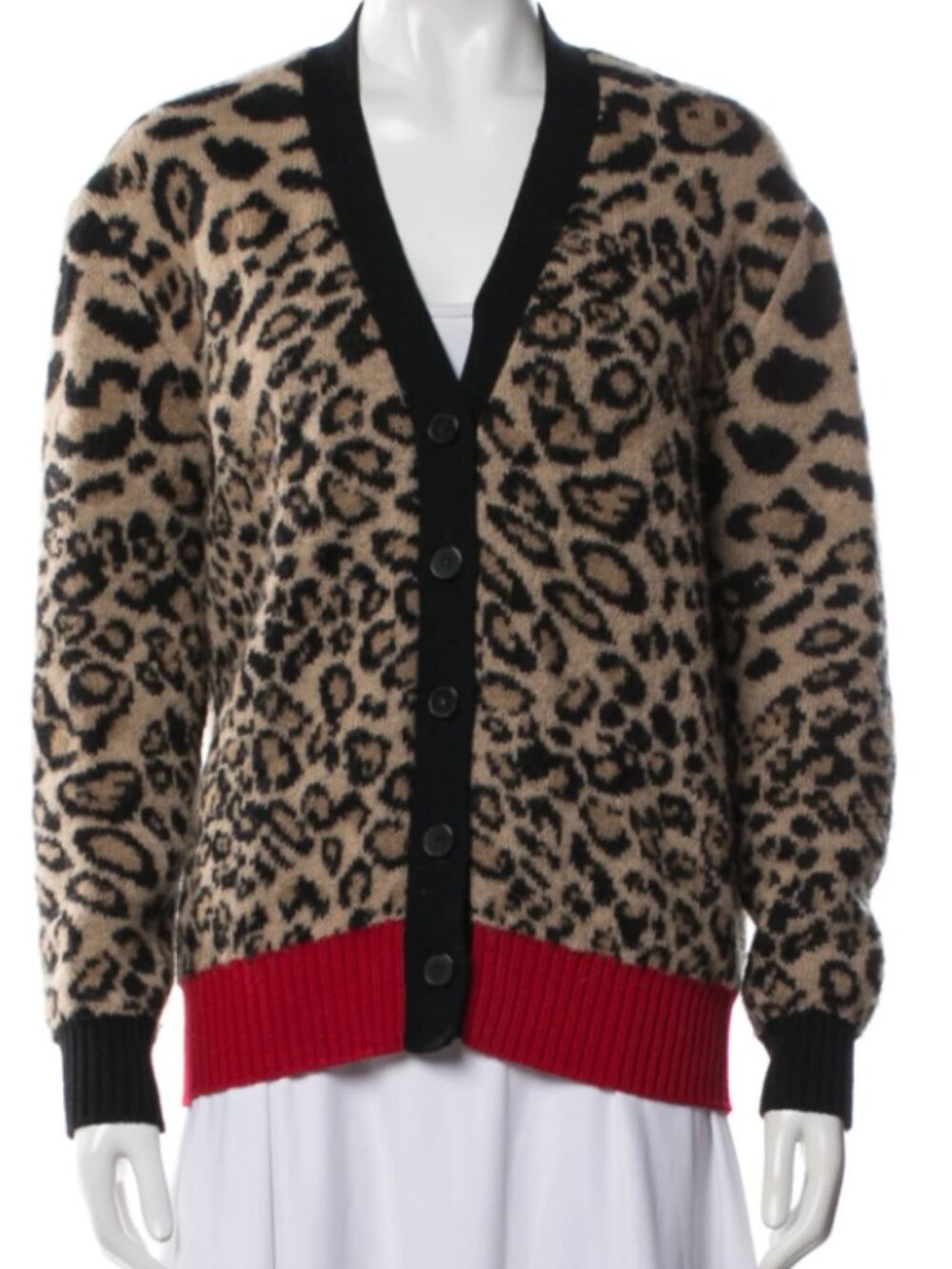 Coveted The Kooples Leopard V-Neck Cardigan Sweater